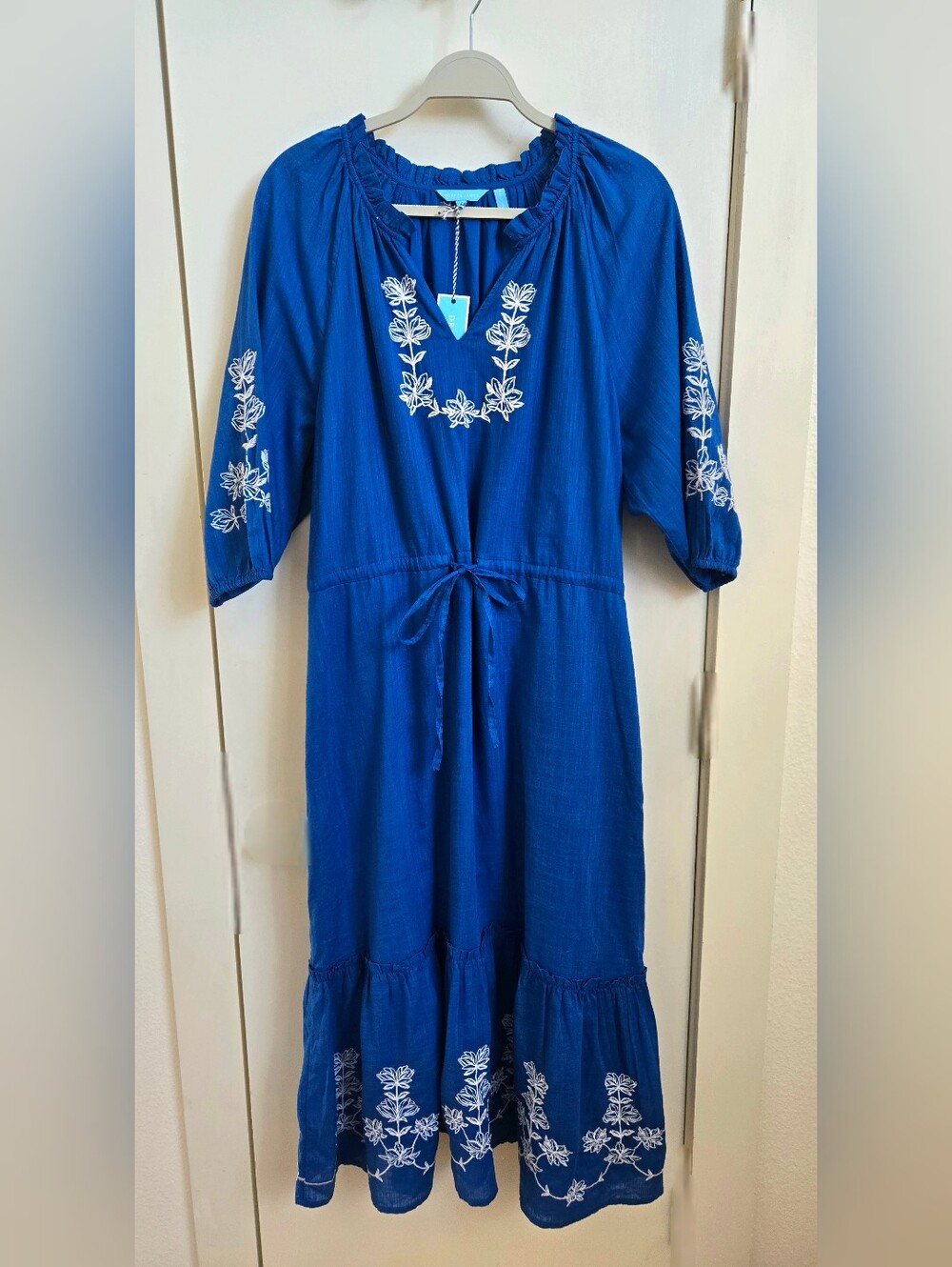 New Draper James Royal Blue Martina Embroidered Long Midi Dress